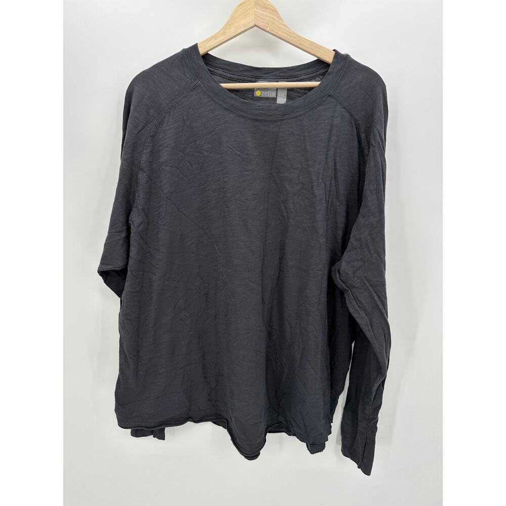 Zella Womens Gray Long Sleeve 100% Cotton Activewear T-Shirt ZEL12022 Small